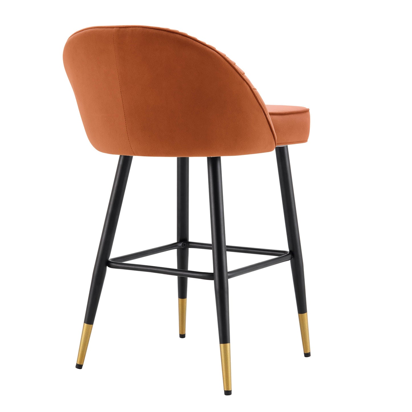 Lot de 2 tabourets de bar rembourrés en velours plissé orange brûlé Miyae