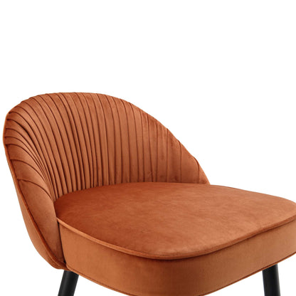Lot de 2 tabourets de bar rembourrés en velours plissé orange brûlé Miyae