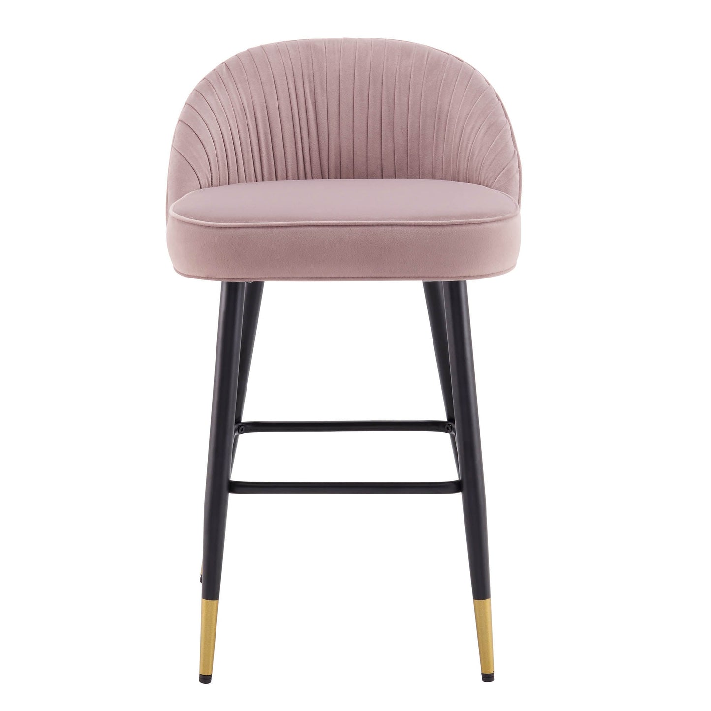 Lot de 2 tabourets de bar rembourrés en velours rose pâle plissé Miyae
