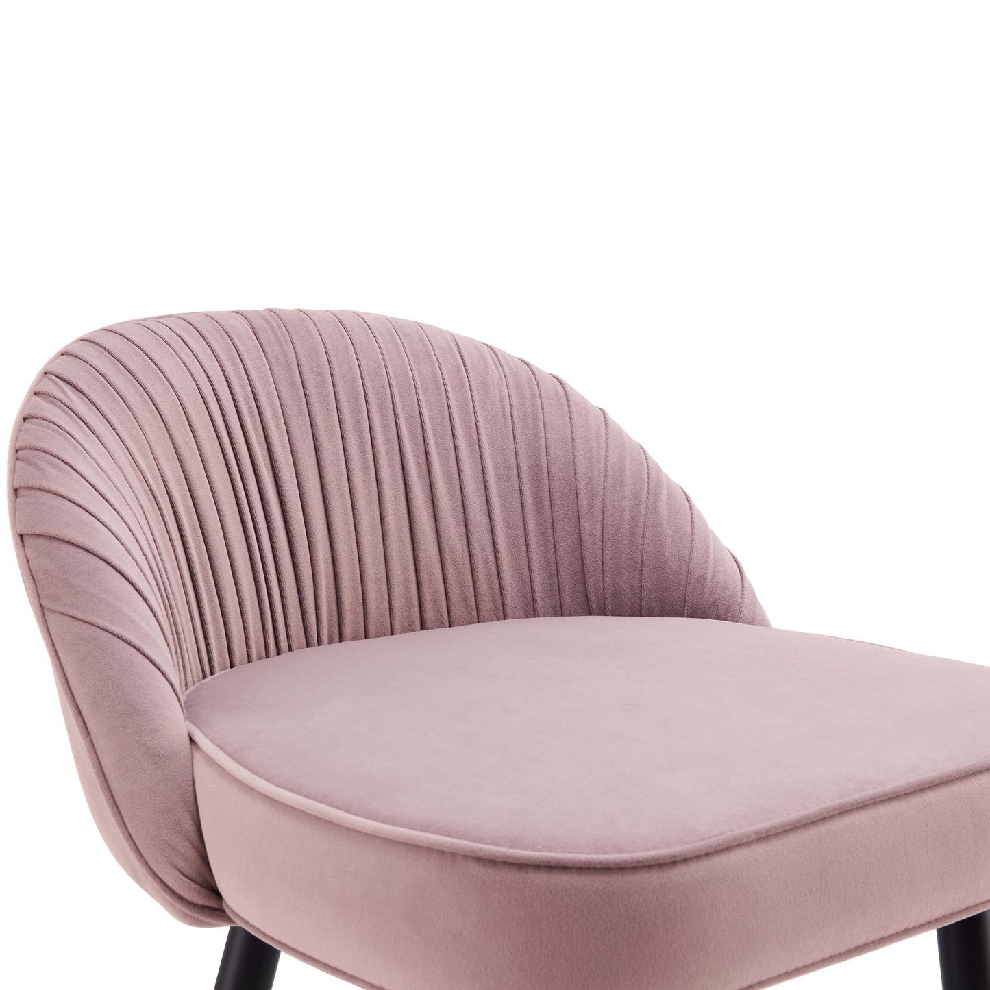 Lot de 2 tabourets de bar rembourrés en velours rose pâle plissé Miyae