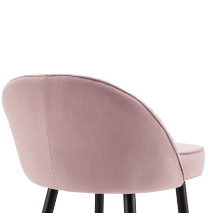Lot de 2 tabourets de bar rembourrés en velours rose pâle plissé Miyae