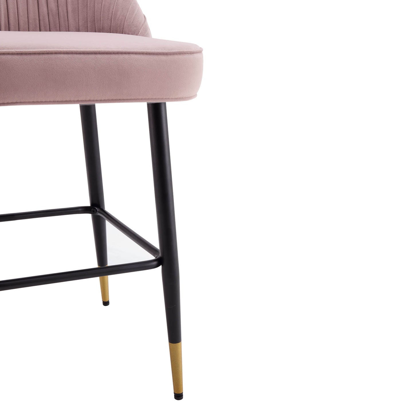 Lot de 2 tabourets de bar rembourrés en velours rose pâle plissé Miyae