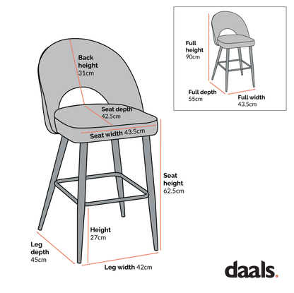 Ensemble de 2 tabourets de bar Oakley blancs en tissu bouclé avec passepoil contrasté