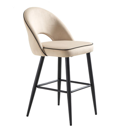 Ensemble de 2 tabourets de bar Oakley en velours champagne avec passepoil contrasté