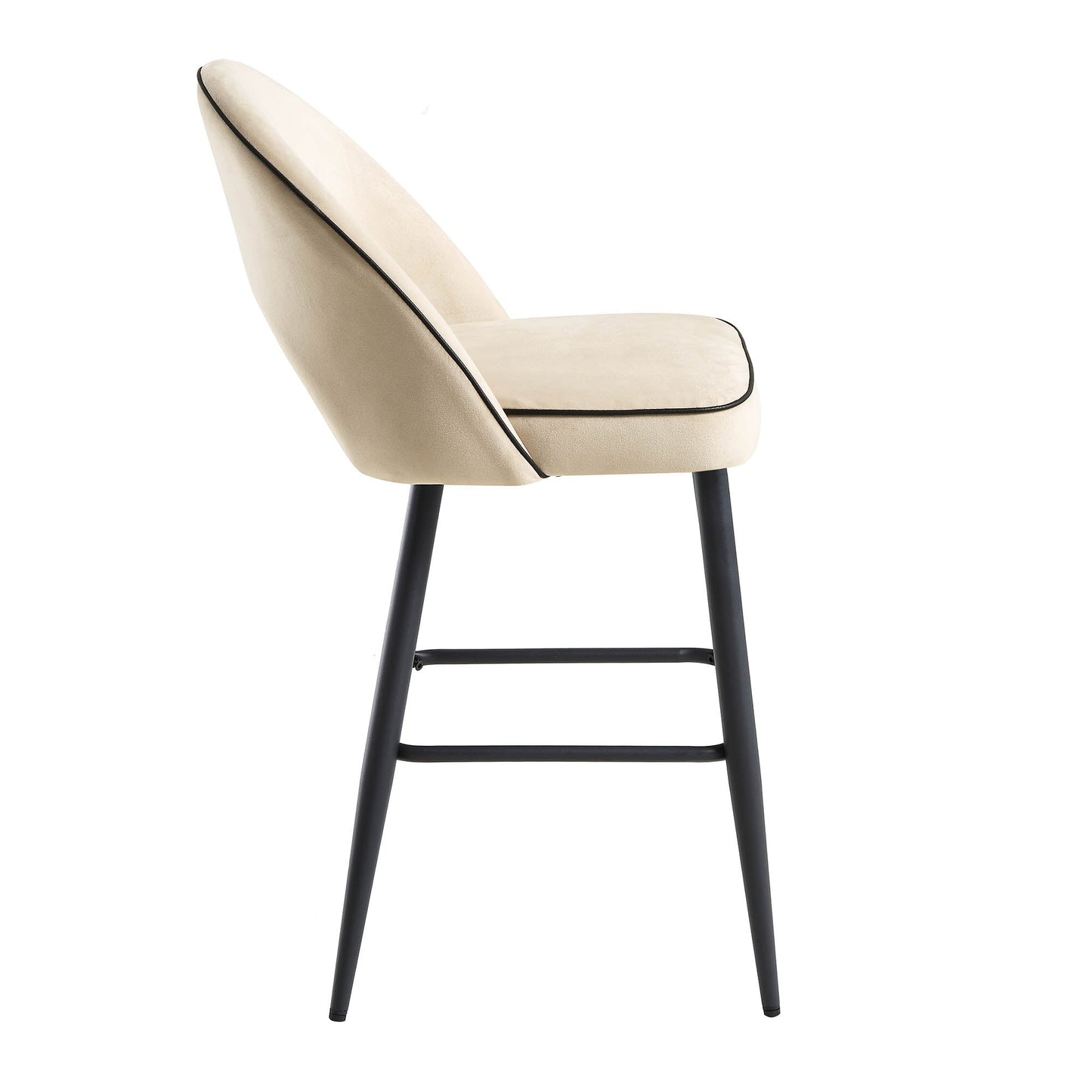 Ensemble de 2 tabourets de bar Oakley en velours champagne avec passepoil contrasté