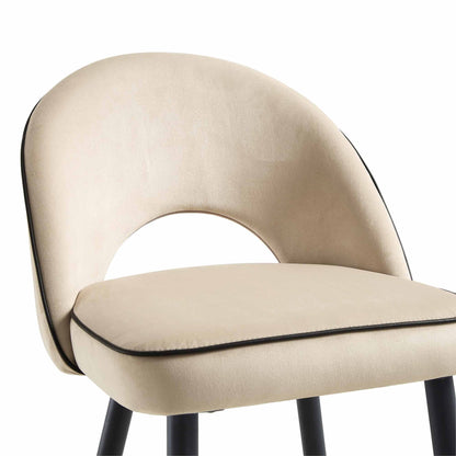 Ensemble de 2 tabourets de bar Oakley en velours champagne avec passepoil contrasté