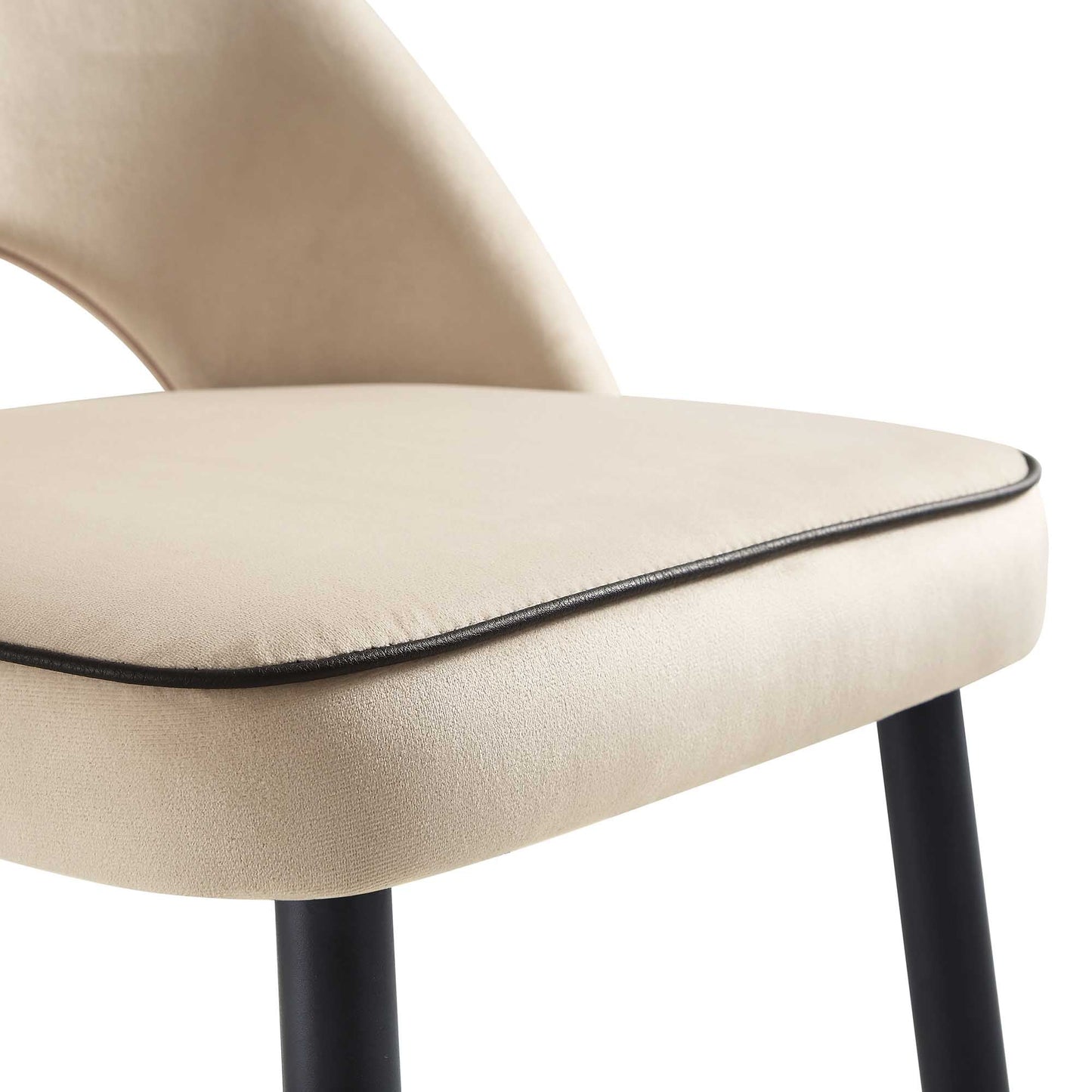 Ensemble de 2 tabourets de bar Oakley en velours champagne avec passepoil contrasté