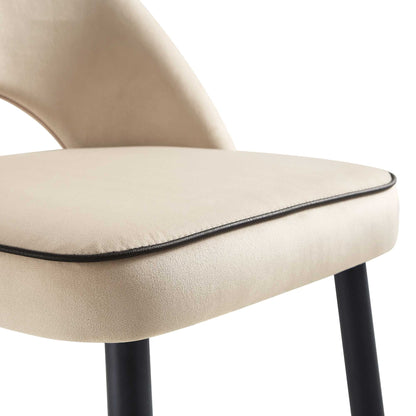 Ensemble de 2 tabourets de bar Oakley en velours champagne avec passepoil contrasté