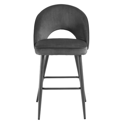 Ensemble de 2 tabourets de bar Oakley en velours gris foncé avec passepoil contrasté