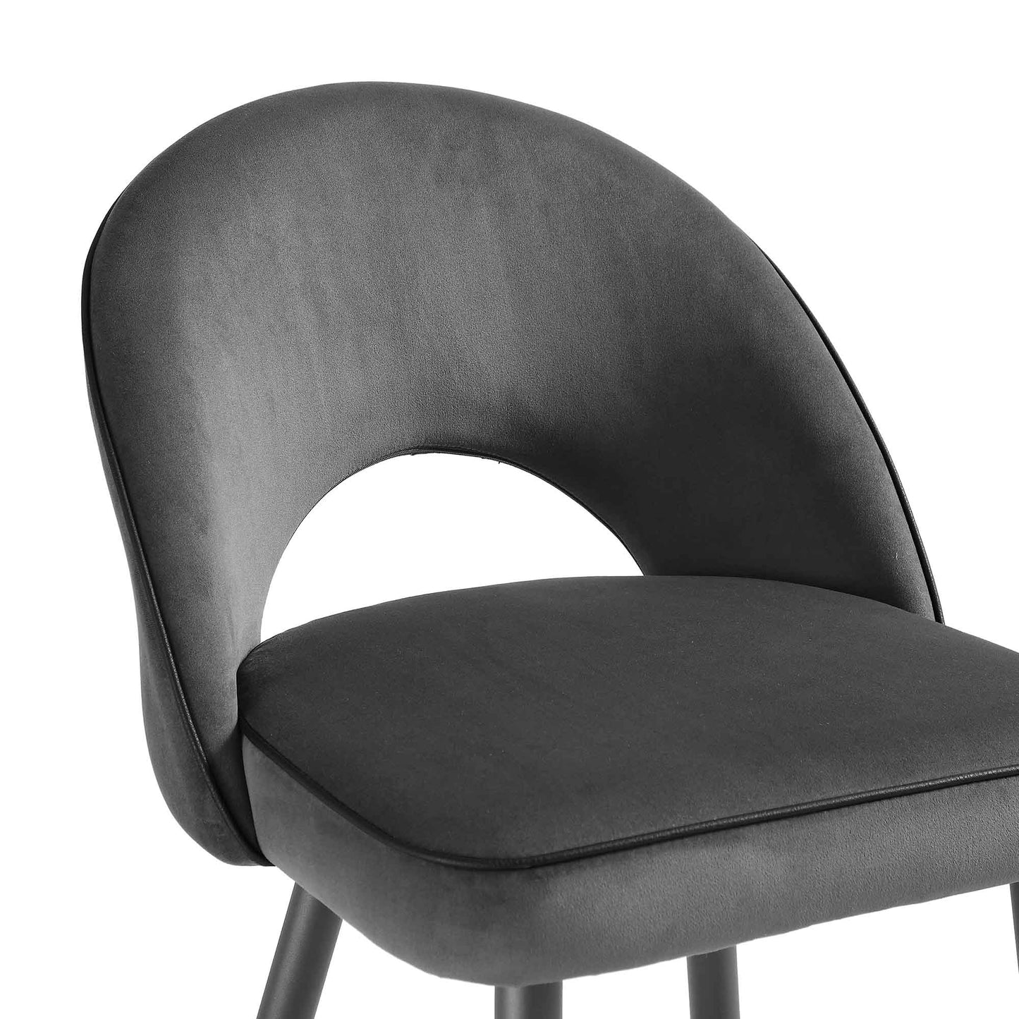 Ensemble de 2 tabourets de bar Oakley en velours gris foncé avec passepoil contrasté