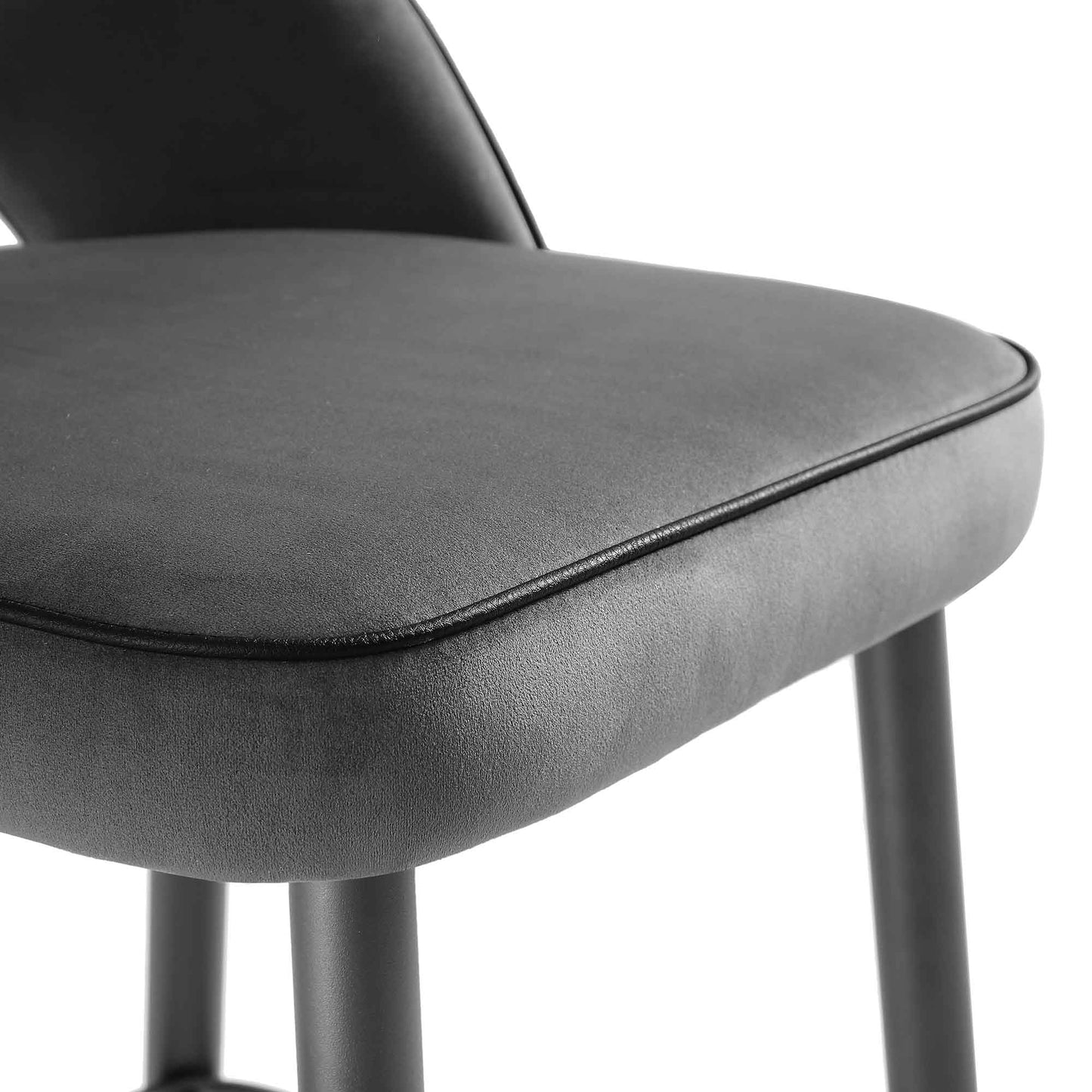 Ensemble de 2 tabourets de bar Oakley en velours gris foncé avec passepoil contrasté