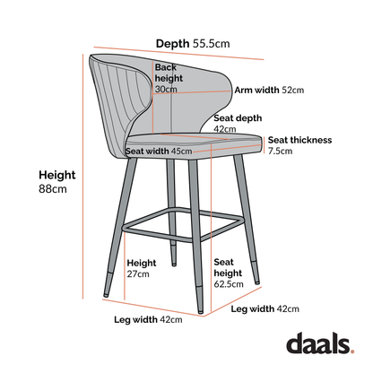Ensemble de 2 tabourets de bar rembourrés en velours champagne Langham
