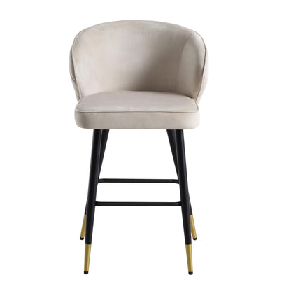 Ensemble de 2 tabourets de bar rembourrés en velours champagne Langham
