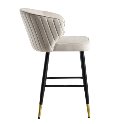 Ensemble de 2 tabourets de bar rembourrés en velours champagne Langham