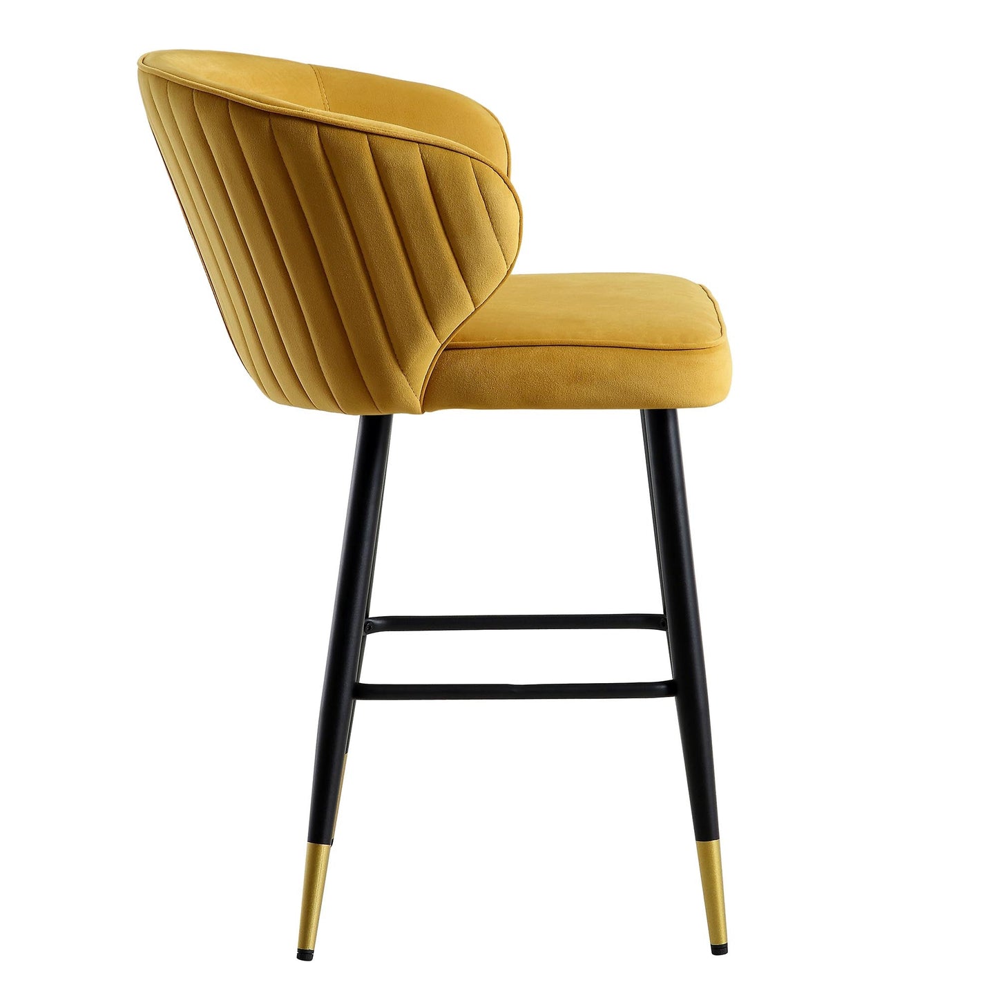 Ensemble de 2 tabourets de bar Carver rembourrés en velours moutarde Langham