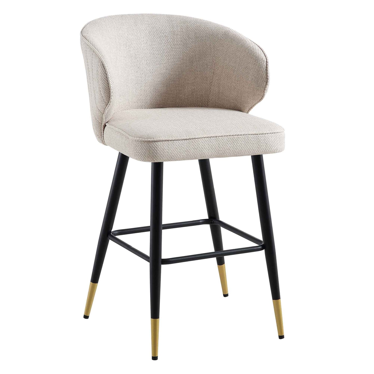 Ensemble de 2 tabourets de bar rembourrés en tissu tissé couleur avoine Langham