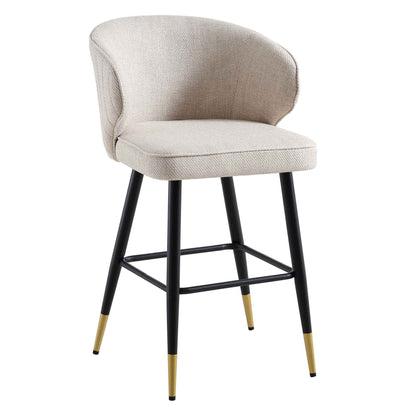 Ensemble de 2 tabourets de bar rembourrés en tissu tissé couleur avoine Langham