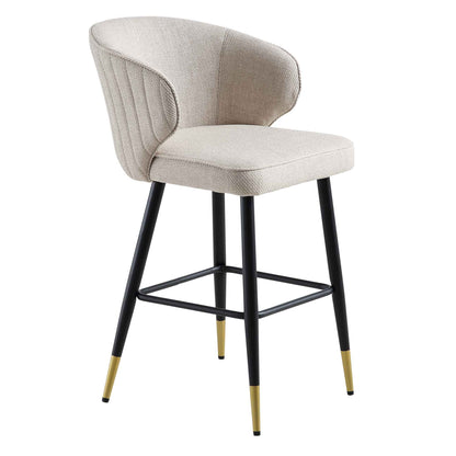 Ensemble de 2 tabourets de bar rembourrés en tissu tissé couleur avoine Langham