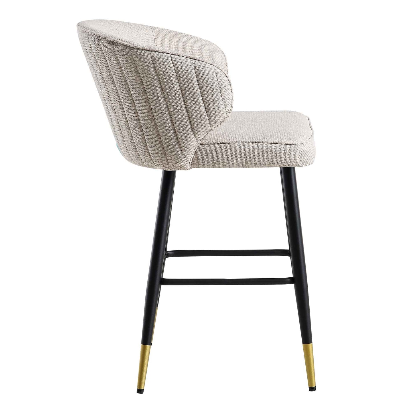 Ensemble de 2 tabourets de bar rembourrés en tissu tissé couleur avoine Langham