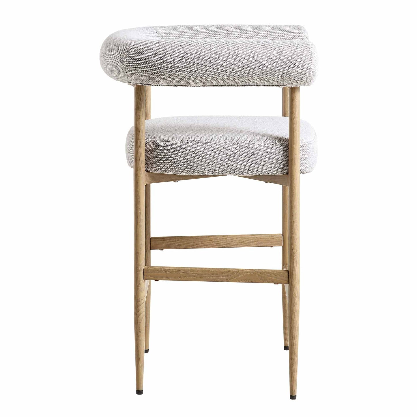 Tabouret de bar Fulbourn beige tissé avec pieds effet bois naturel