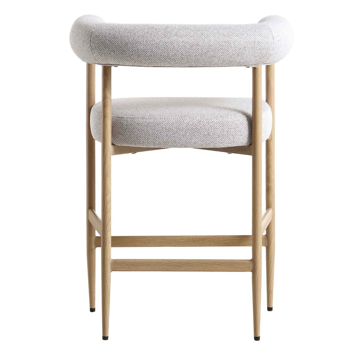 Tabouret de bar Fulbourn beige tissé avec pieds effet bois naturel