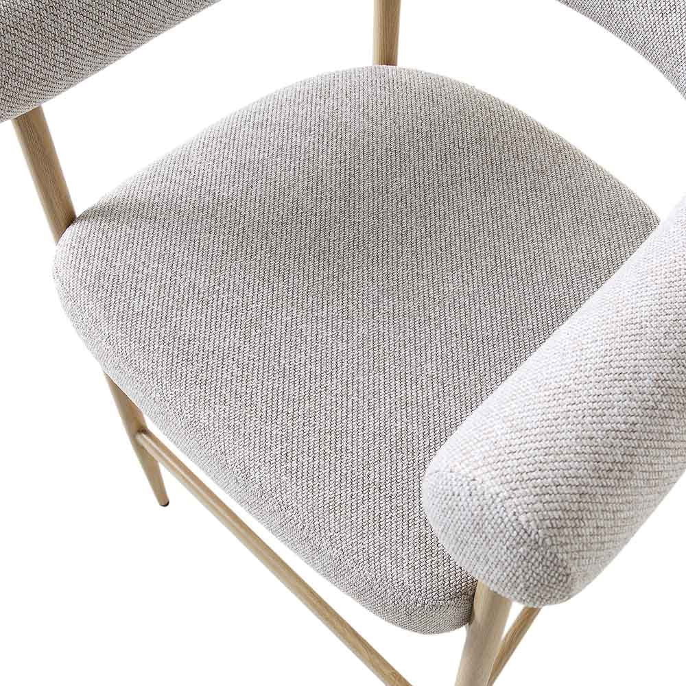 Tabouret de bar Fulbourn beige tissé avec pieds effet bois naturel