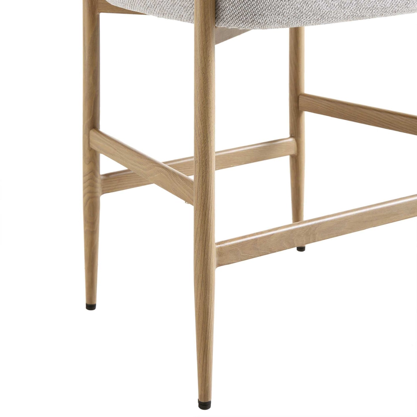 Tabouret de bar Fulbourn beige tissé avec pieds effet bois naturel