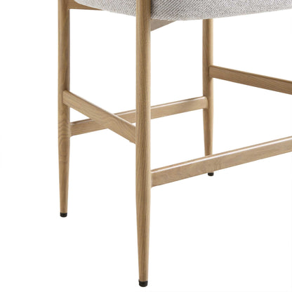 Tabouret de bar Fulbourn beige tissé avec pieds effet bois naturel