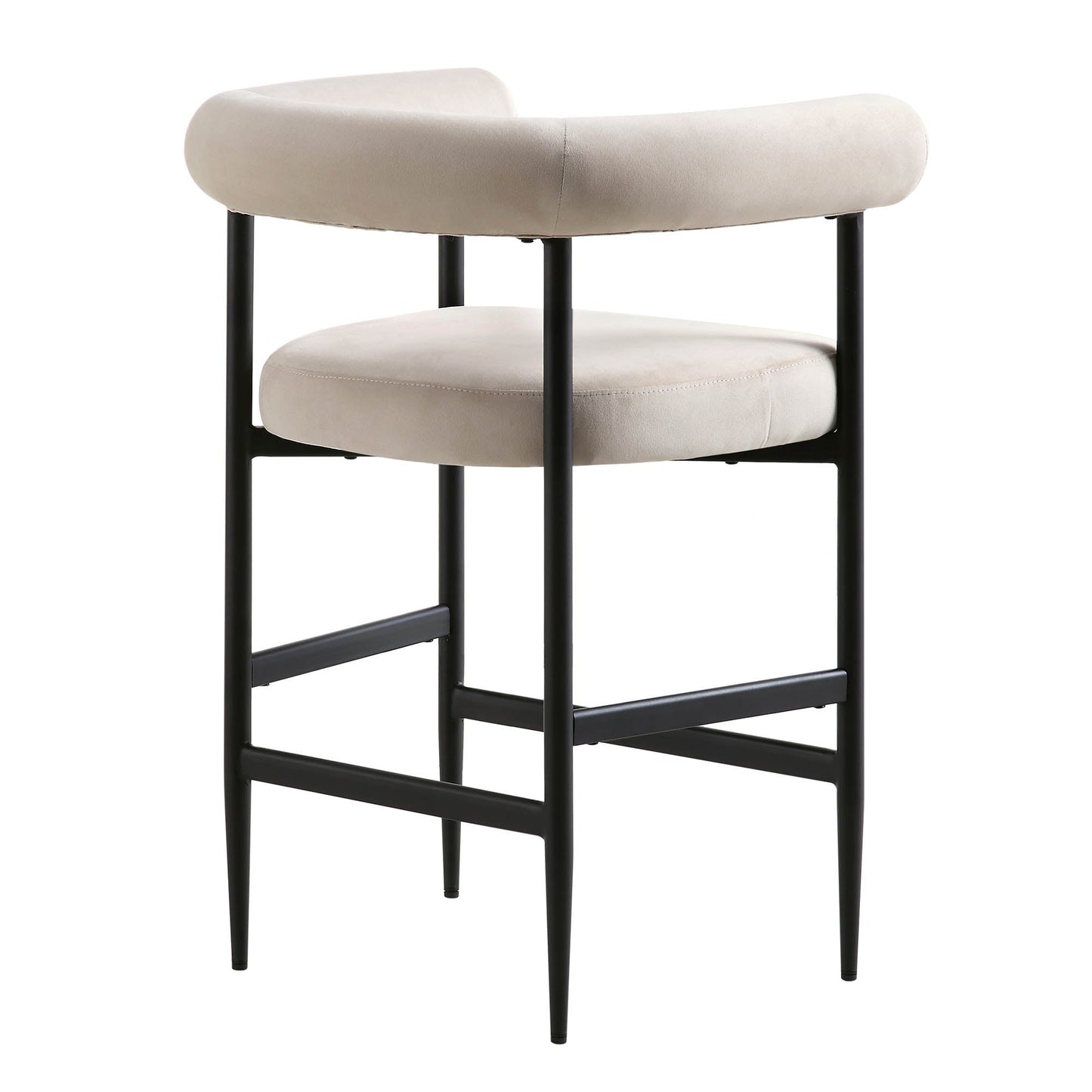 Tabouret de bar Fulbourn en velours champagne avec pieds noirs