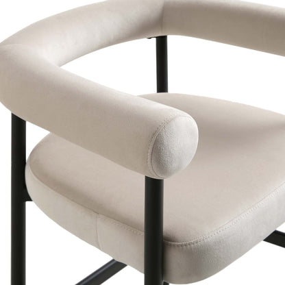 Tabouret de bar Fulbourn en velours champagne avec pieds noirs