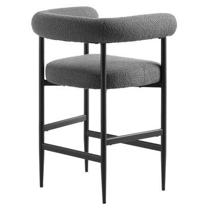 Tabouret de bar Fulbourn Charcoal Boucle avec pieds en métal noir