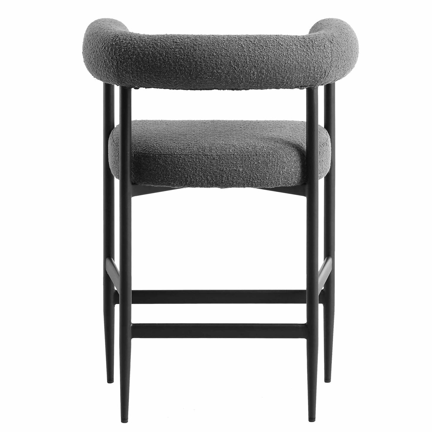 Tabouret de bar Fulbourn Charcoal Boucle avec pieds en métal noir