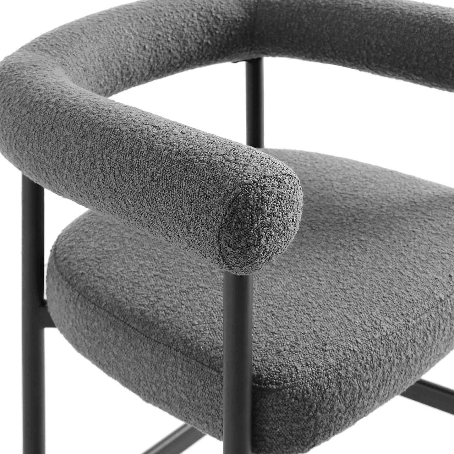 Tabouret de bar Fulbourn Charcoal Boucle avec pieds en métal noir