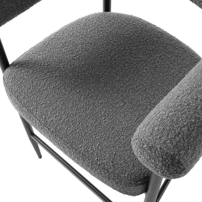 Tabouret de bar Fulbourn Charcoal Boucle avec pieds en métal noir