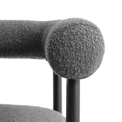 Tabouret de bar Fulbourn Charcoal Boucle avec pieds en métal noir