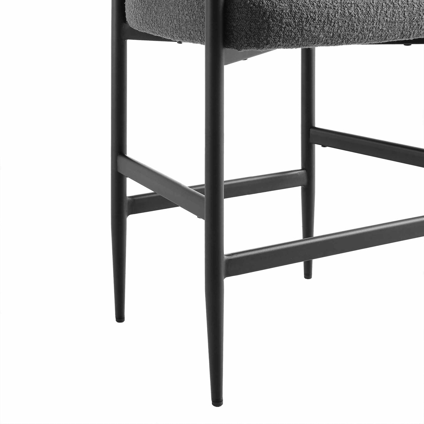 Tabouret de bar Fulbourn Charcoal Boucle avec pieds en métal noir