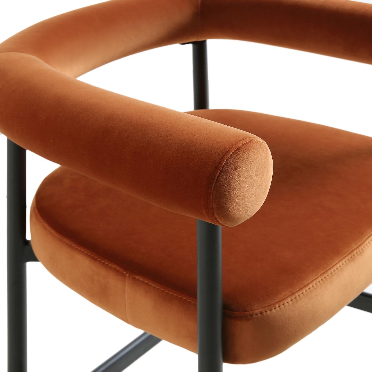 Tabouret de bar Fulbourn en velours rouille avec pieds noirs