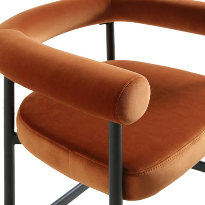 Tabouret de bar Fulbourn en velours rouille avec pieds noirs