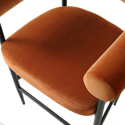 Tabouret de bar Fulbourn en velours rouille avec pieds noirs