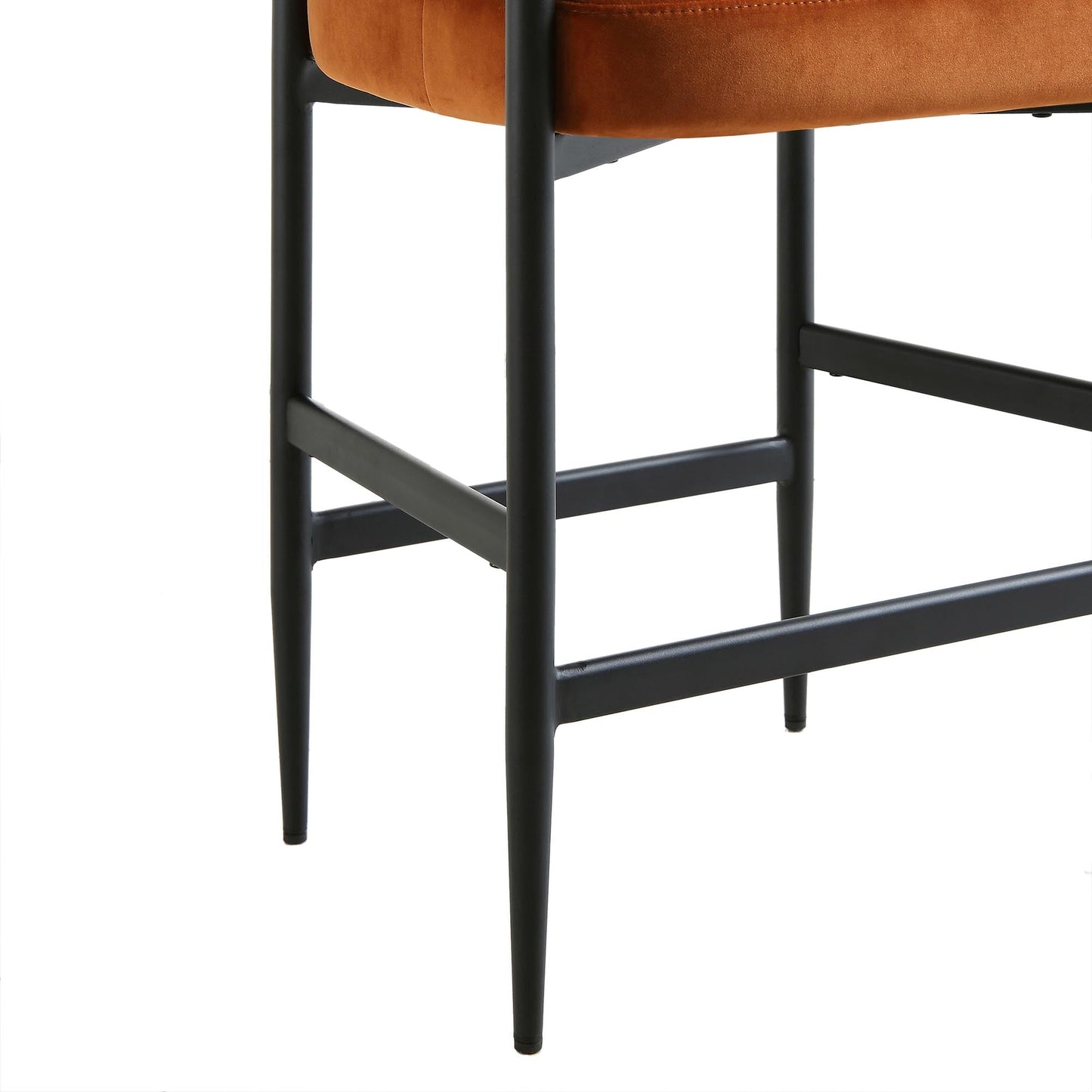 Tabouret de bar Fulbourn en velours rouille avec pieds noirs