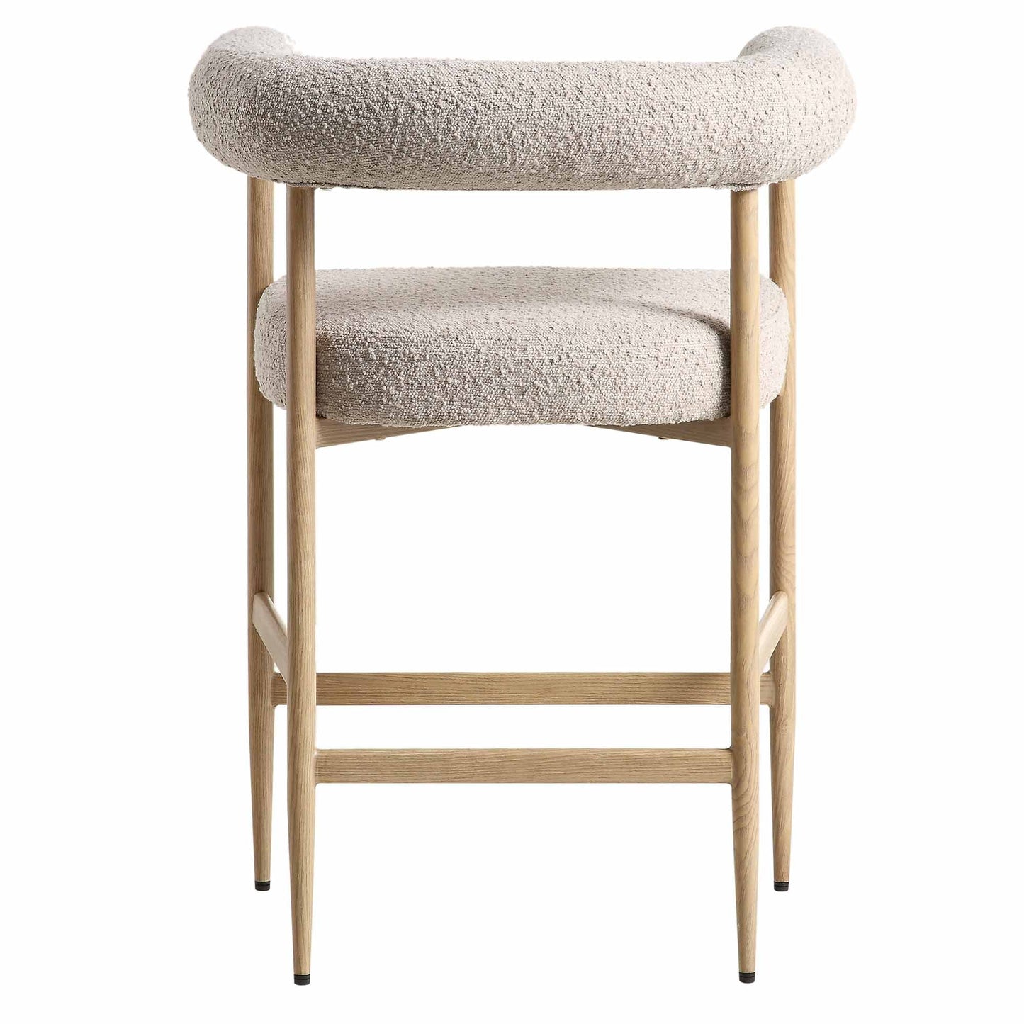 Tabouret de bar Fulbourn Taupe Boucle avec pieds effet bois naturel