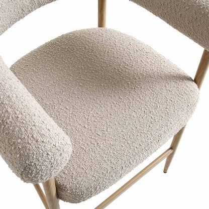 Tabouret de bar Fulbourn Taupe Boucle avec pieds effet bois naturel