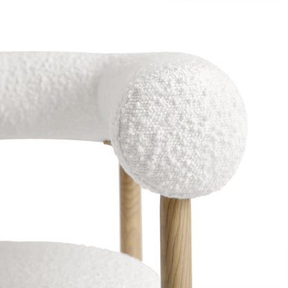 Tabouret de bar Fulbourn blanc bouclé avec pieds effet bois naturel