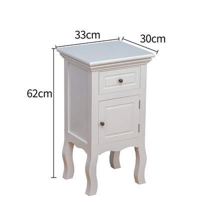 Table de chevet en bois blanc à 1 porte et 1 tiroir