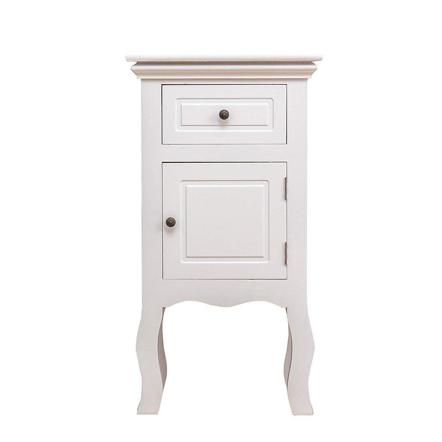 Table de chevet en bois blanc à 1 porte et 1 tiroir