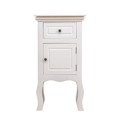 Table de chevet en bois blanc à 1 porte et 1 tiroir