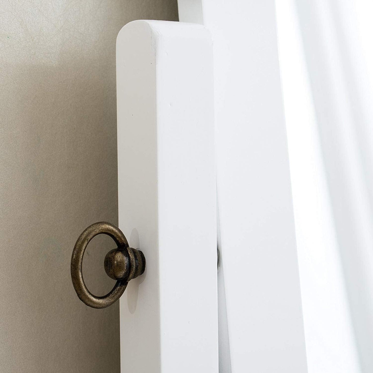 Coiffeuse blanche à 1 tiroir avec tabouret et miroir carré simple