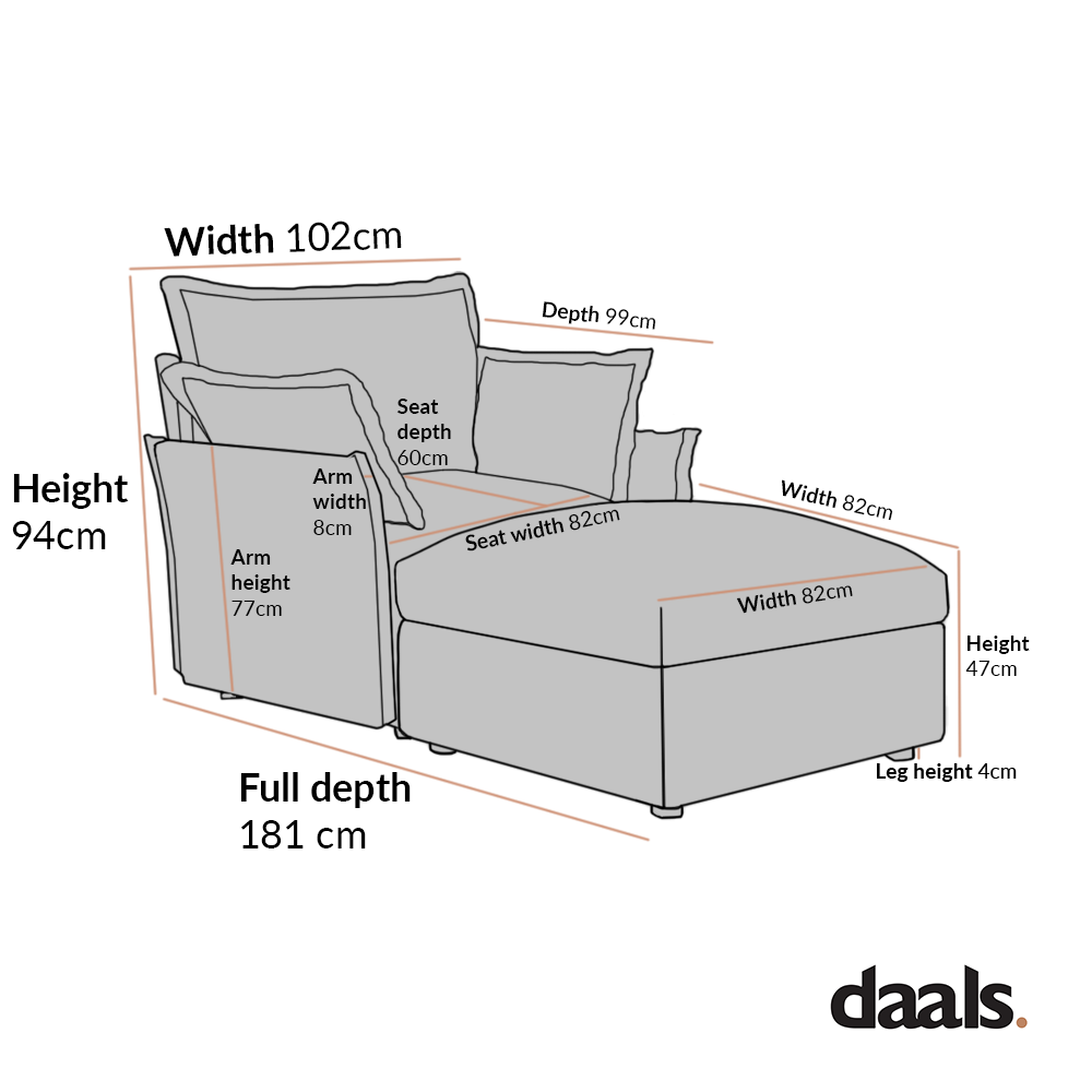 Canapé modulable Byron Pillow Edge en tissu beige, méridienne 1 place