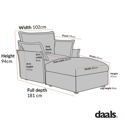 Canapé modulable Byron Pillow Edge en tissu beige, méridienne 1 place