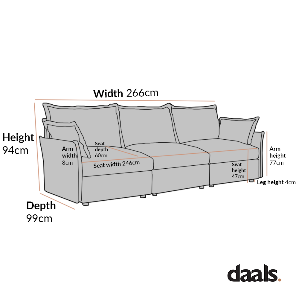 Canapé modulable Byron Pillow Edge en tissu beige, 3 places